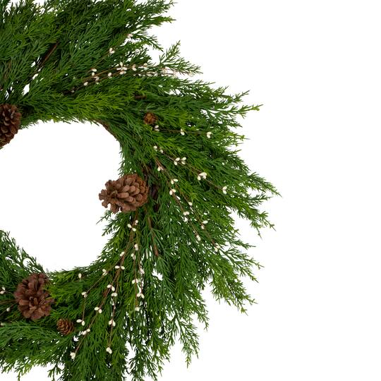 32" Real Touch™ Cedar, Pinecone & White Berry Wreath